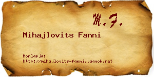 Mihajlovits Fanni névjegykártya